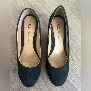 CL by Laundry Nima Wedge Pump Black Suede Women's Shoes Size 6.5